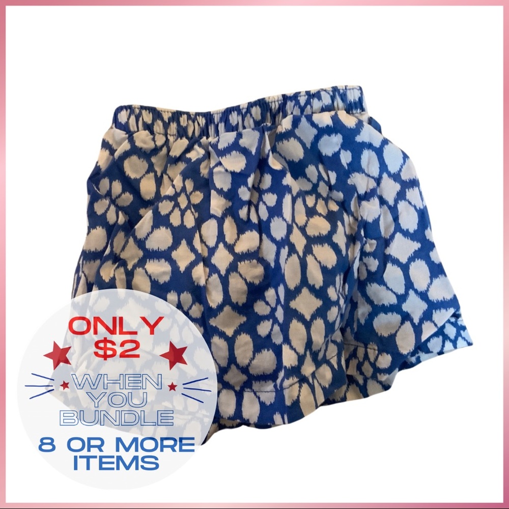 Blue and white patterned skort